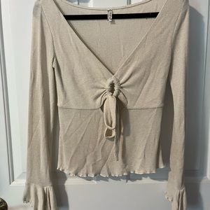 Free People bell sleeve cutout top